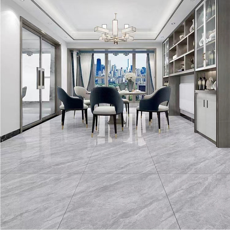 Gray Marble Polished Porcelain Tile High Glossy for Interior Living Room Kitchen