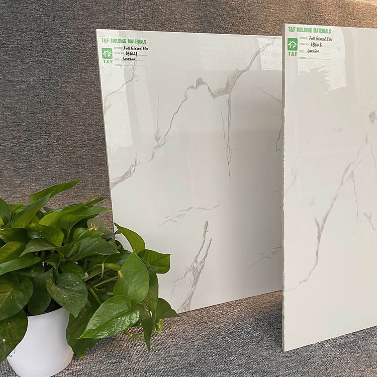 White Marble Glazed Tiles Ceramic Flooring Porcelain Tiles 600X600 For Floor And Wall