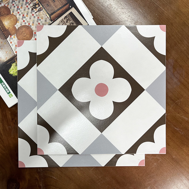 30x30 Glazed Ceramic Tiles Nordic Style Small Square Mosaic Flower Balcony Floor Tiles