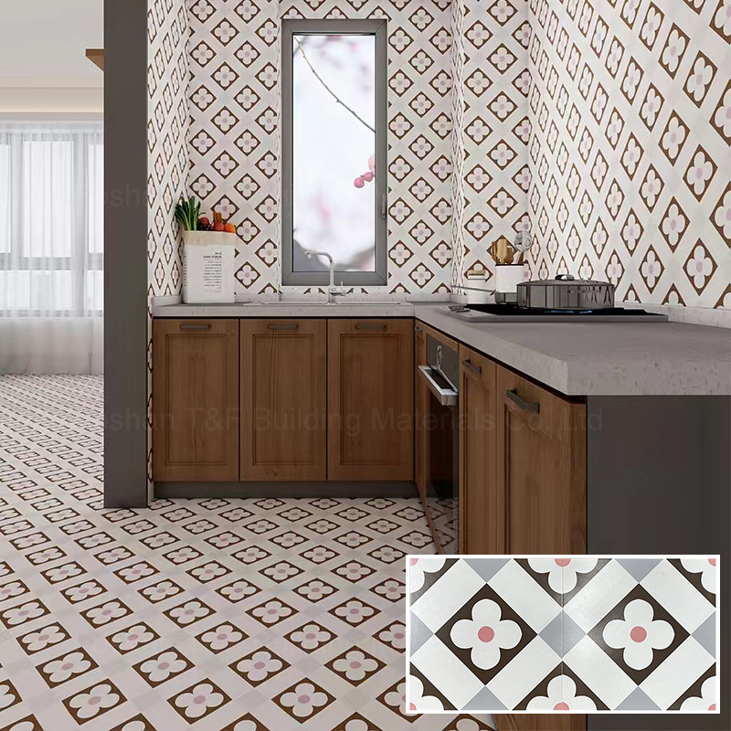 30x30 Glazed Ceramic Tiles Nordic Style Small Square Mosaic Flower Balcony Floor Tiles