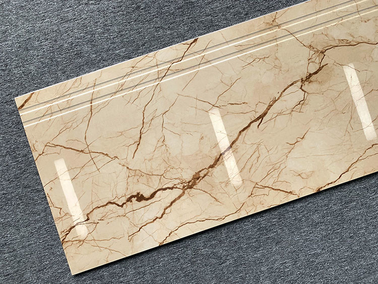 Modern Staircase Porcelain Tile Steps Anti Slip Full Body Groove Integrated Contemporary