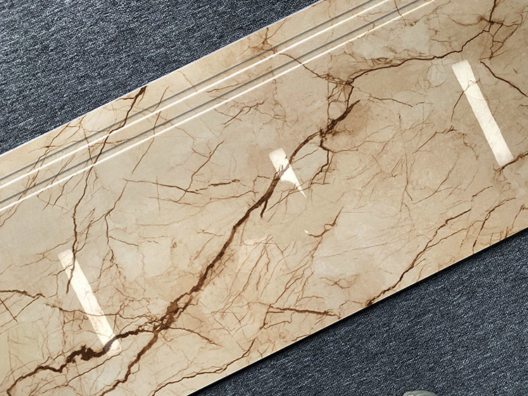 Modern Staircase Porcelain Tile Steps Anti Slip Full Body Groove Integrated Contemporary