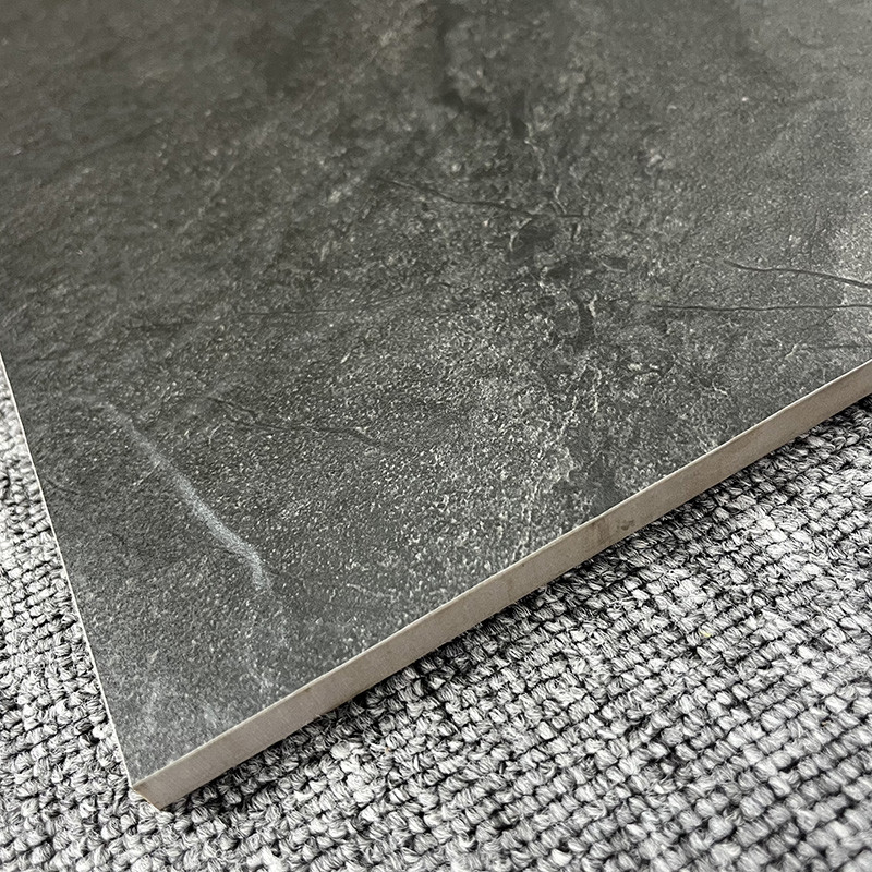 Non Slip Matt 60 X 120 Glazed Ceramic Tiles Rustic Dark Grey For Living Room Floor