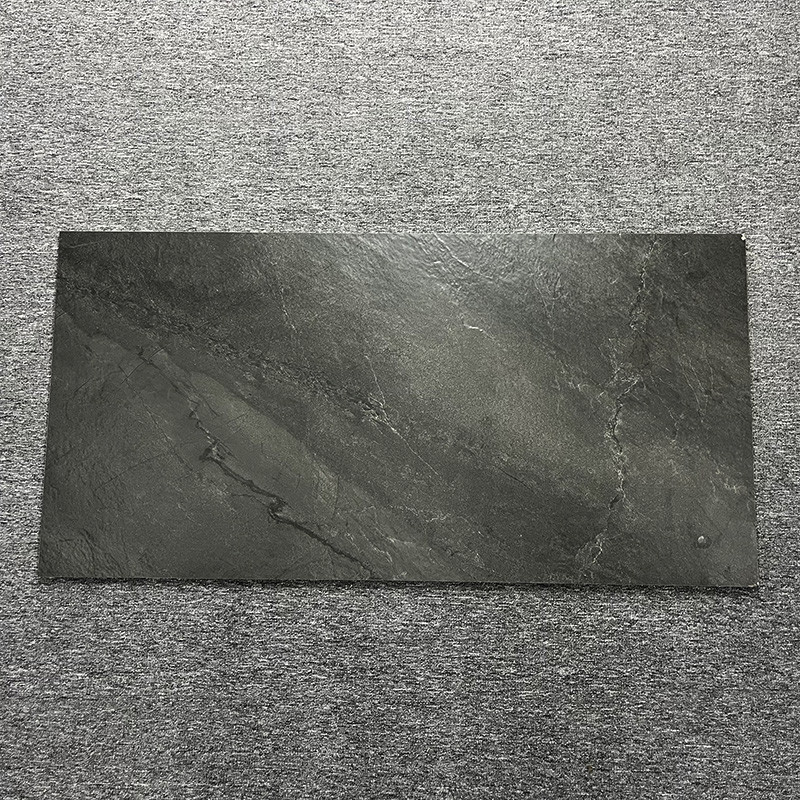Non Slip Matt 60 X 120 Glazed Ceramic Tiles Rustic Dark Grey For Living Room Floor