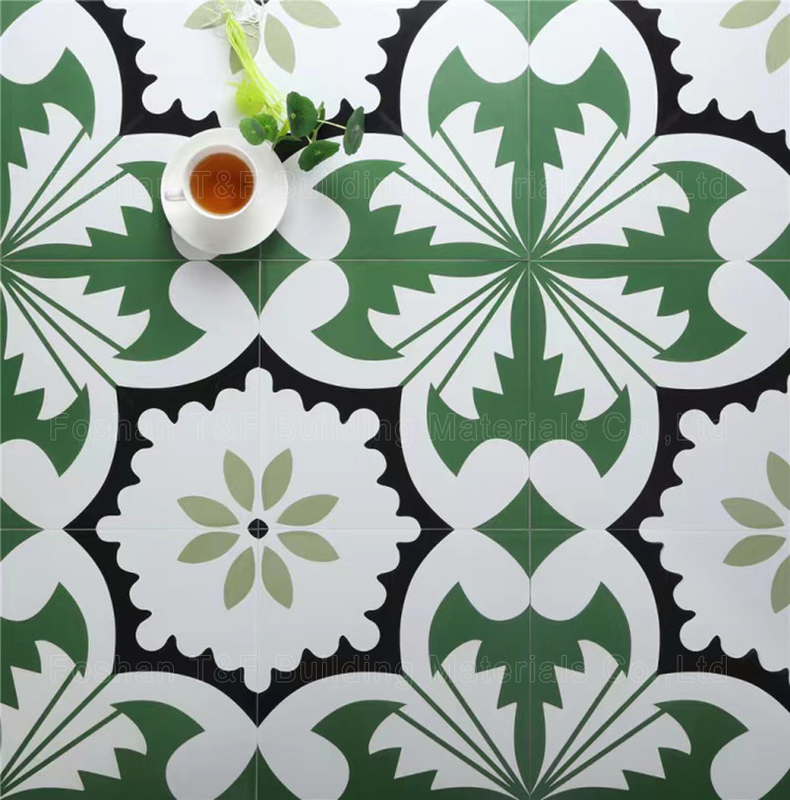 Kitchen Wall Painted Floral Porcelain Tile , Outdoor Interior Floor Flower Pattern Tiles