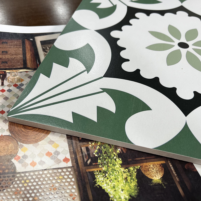 Kitchen Wall Painted Floral Porcelain Tile , Outdoor Interior Floor Flower Pattern Tiles