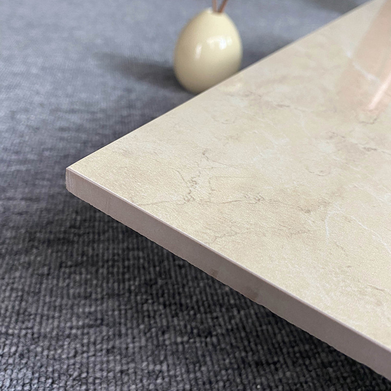 Light Yellow High Glossy Interior Porcelain Glazed Floor Tiles Marble Look Flooring