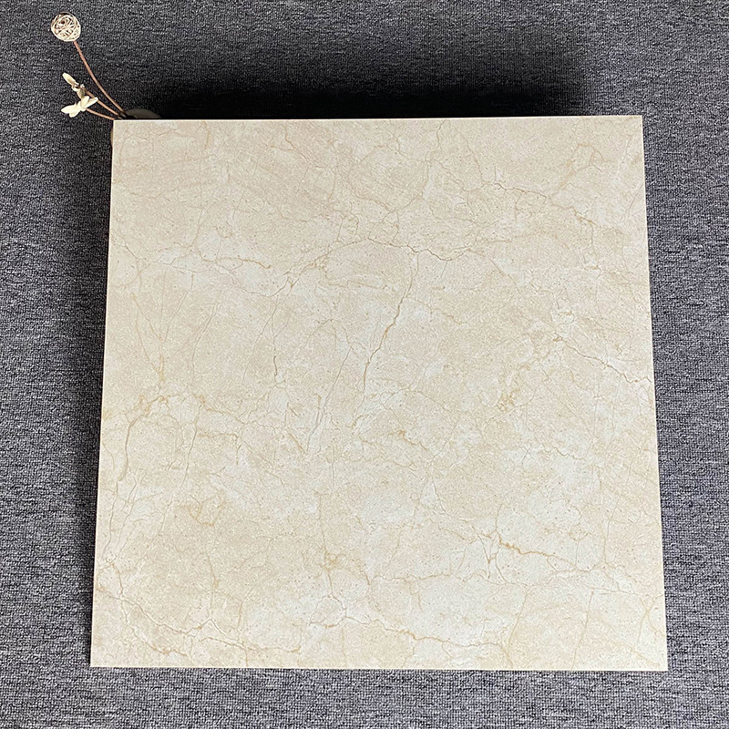 Light Yellow High Glossy Interior Porcelain Glazed Floor Tiles Marble Look Flooring
