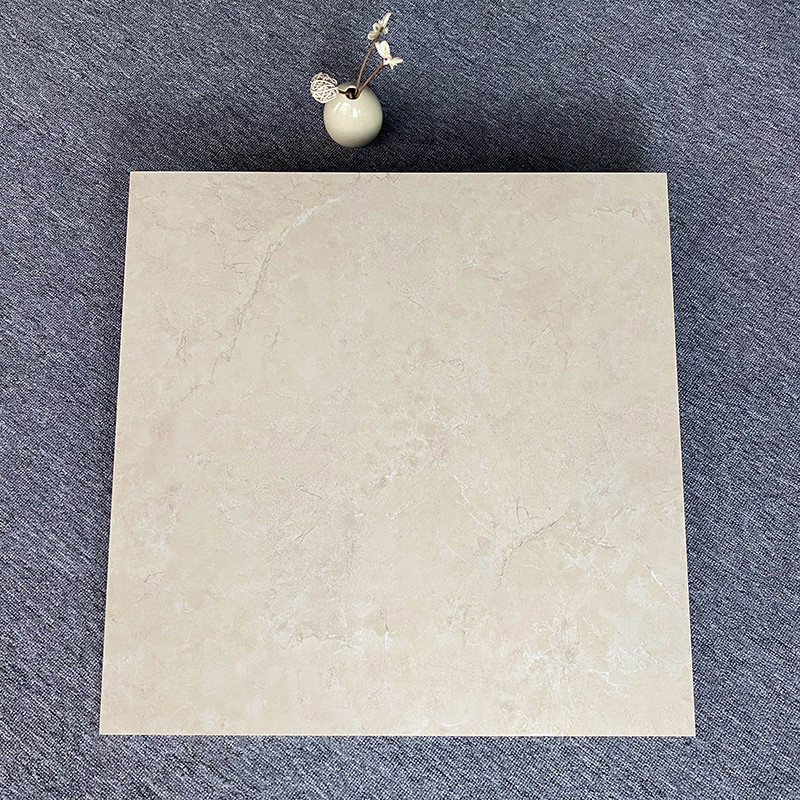 Light Yellow High Glossy Interior Porcelain Glazed Floor Tiles Marble Look Flooring