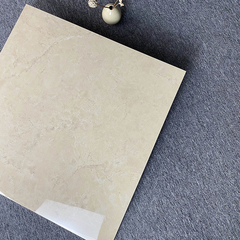 Light Yellow High Glossy Interior Porcelain Glazed Floor Tiles Marble Look Flooring