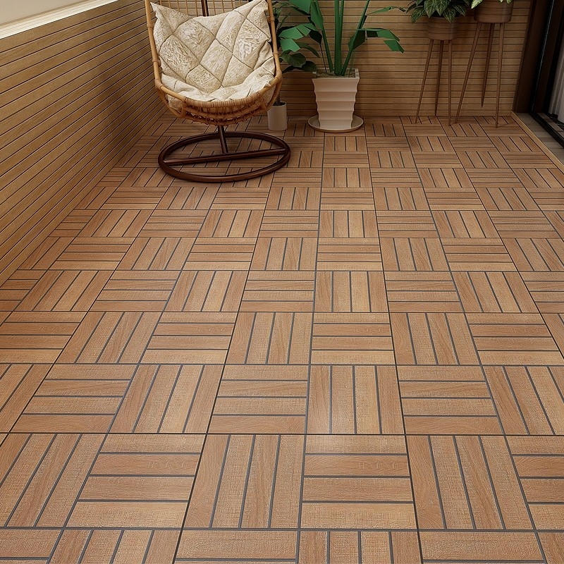Outdoor Non Slip Wood Grain Porcelain Rustic Tiles For Patio Garden Yard Terrace Balcony