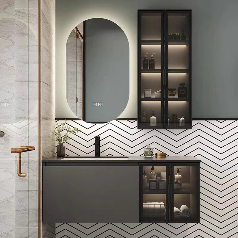 Top Carrara Bathroom Vanity Units Curved White Genuine Marble Color