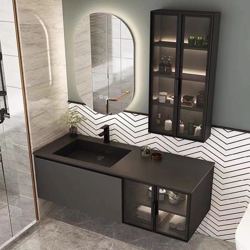 Top Carrara Bathroom Vanity Units Curved White Genuine Marble Color