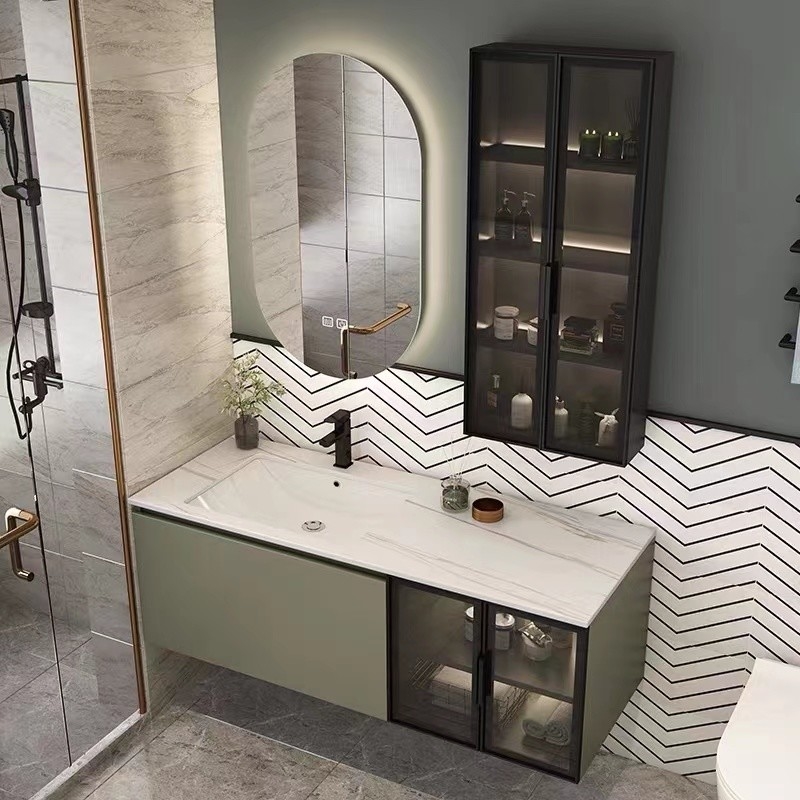 Top Carrara Bathroom Vanity Units Curved White Genuine Marble Color