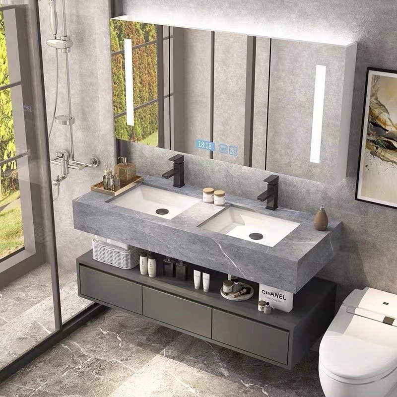 Solid Wood Bathroom Vanity Cabinets Furniture European Modern Minimalist With Single Sink