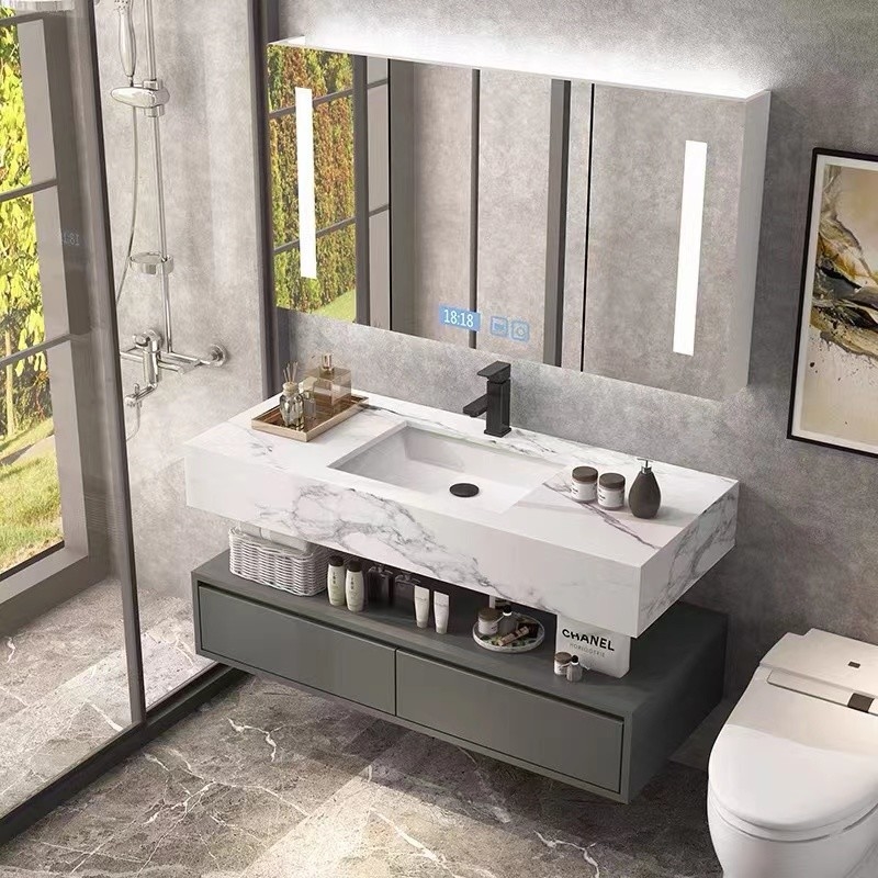Solid Wood Bathroom Vanity Cabinets Furniture European Modern Minimalist With Single Sink