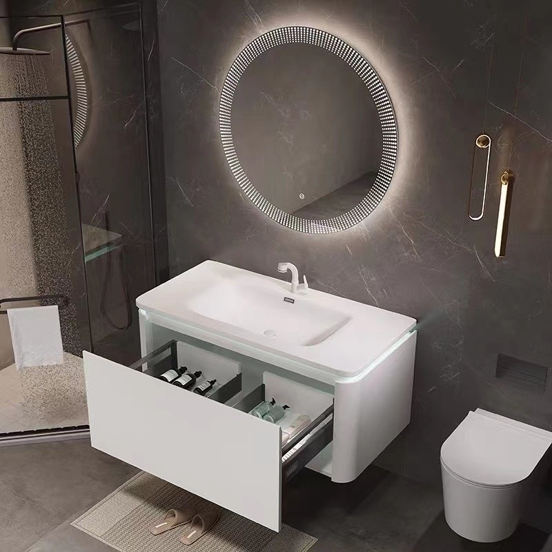 Luxury Hotel Modern Bathroom Vanity Mirror Cabinet Single Sink Wall Hanging Type