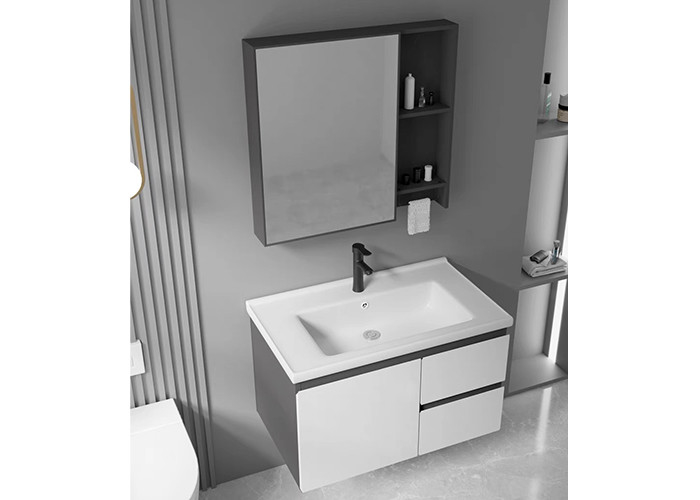 Luxury Floating Bathroom Vanity Supplier Mirror Cabinet Modern Matte White Wall Mounted Bathroom Vanity Set
