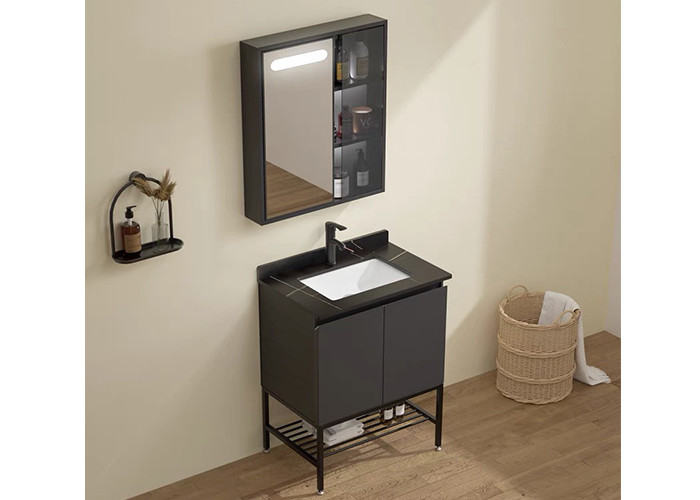 Acrylic Finish Bathroom Vanity Units Cabinet Solid Color With Drawer