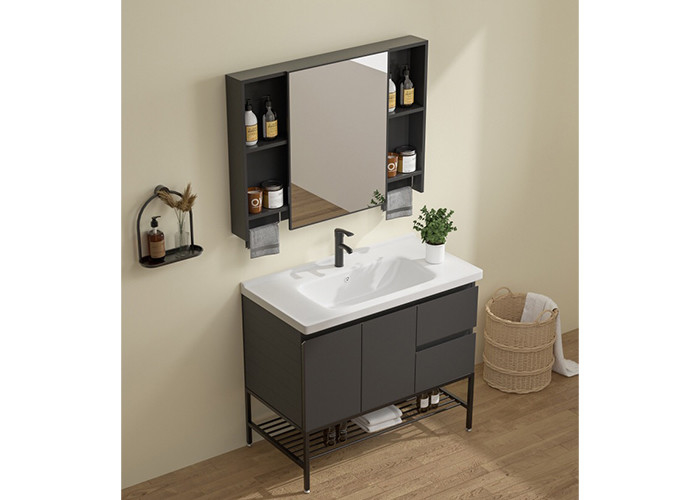 Acrylic Finish Bathroom Vanity Units Cabinet Solid Color With Drawer