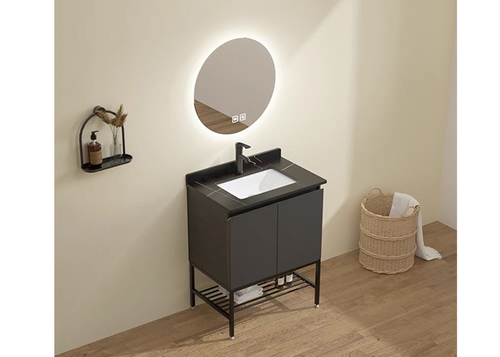 Acrylic Finish Bathroom Vanity Units Cabinet Solid Color With Drawer