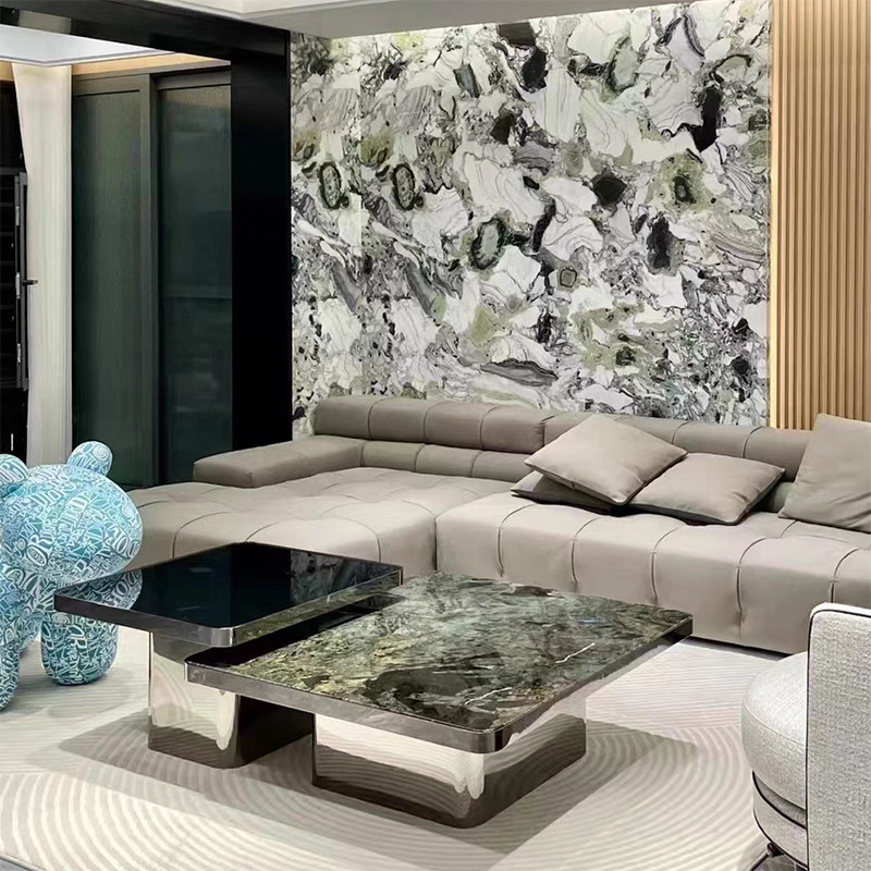 Natural Stone Polished Emerald Green Onyx Marble Slab For Interior Wall Decoration