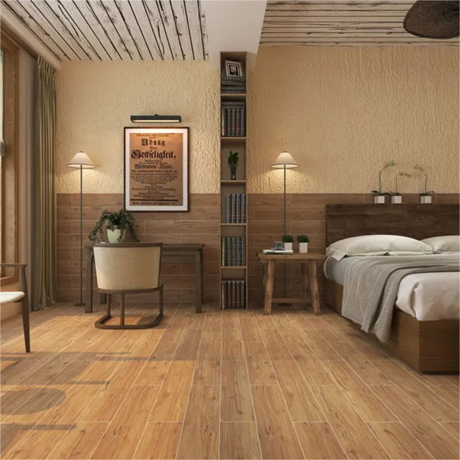Imitation Solid Wood Texture Full Body Modern Wooden Grain Floor Tiles Non Slip