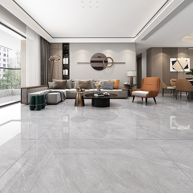 High Glossy Glazed Tiles Gray Color Natural Texture Porcelain Tiles 600*1200mm