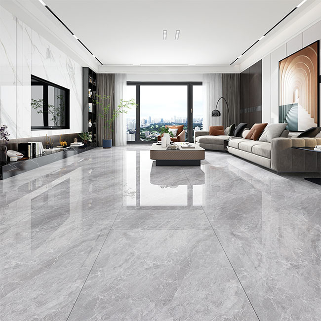 High Glossy Glazed Tiles Gray Color Natural Texture Porcelain Tiles 600*1200mm