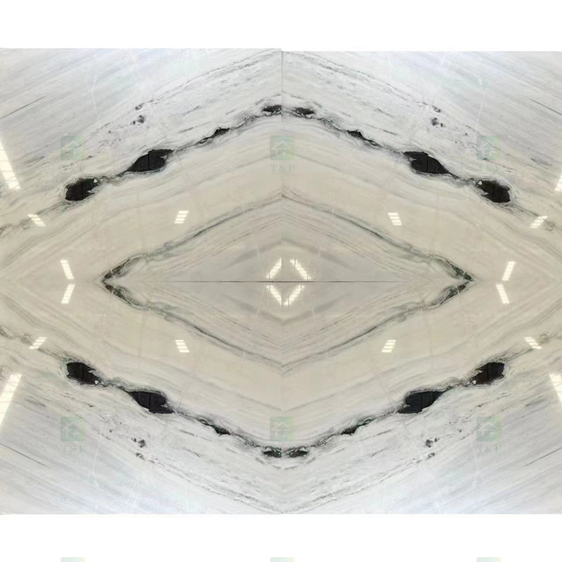 Black Veins White Marble Panda White Wall Flooring Stairs Natural Marble Stone Slab
