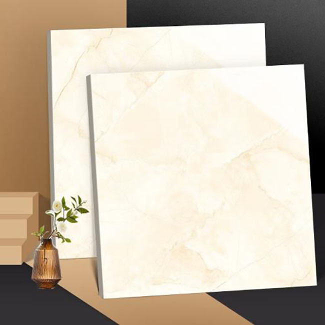 Light Yellow Polished Glazed Tiles Porcelain Wall Floor Marble Tiles Anti Slip 600*600mm
