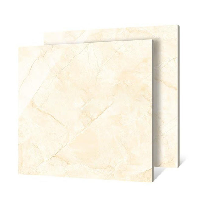 Light Yellow Polished Glazed Tiles Porcelain Wall Floor Marble Tiles Anti Slip 600*600mm