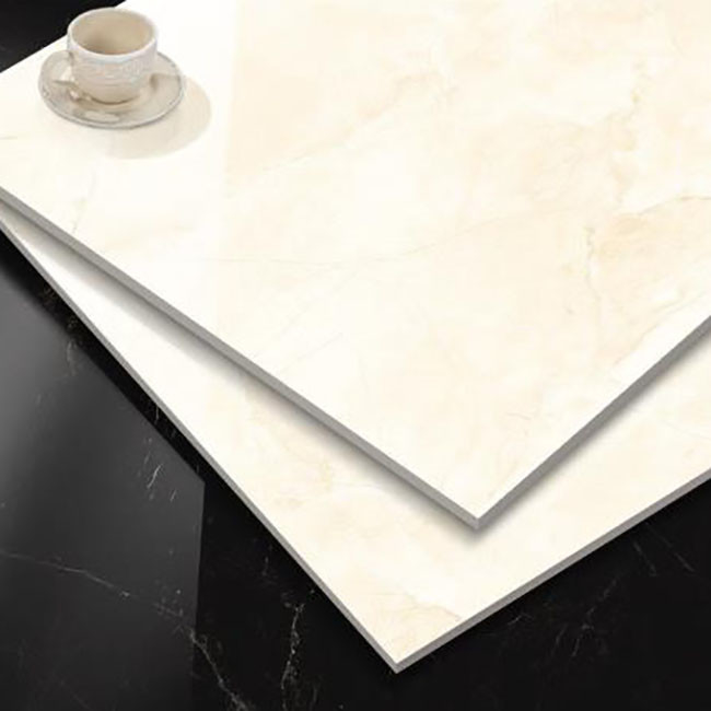 Light Yellow Polished Glazed Tiles Porcelain Wall Floor Marble Tiles Anti Slip 600*600mm