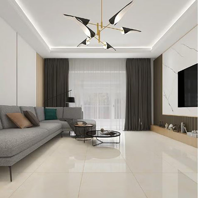 Light Yellow Polished Glazed Tiles Porcelain Wall Floor Marble Tiles Anti Slip 600*600mm