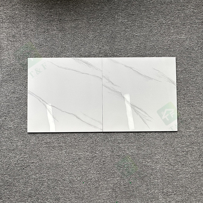 Hotel Anti Slip Glossy Glazed Marble Tiles Full Body White Color Wear Resistant