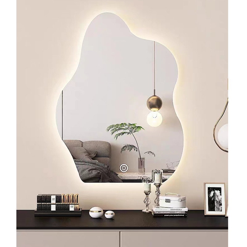 Irregular Cloud Shaped Wall Hanging Decor Mirror Smart Led Wall Mirror For Bathroom