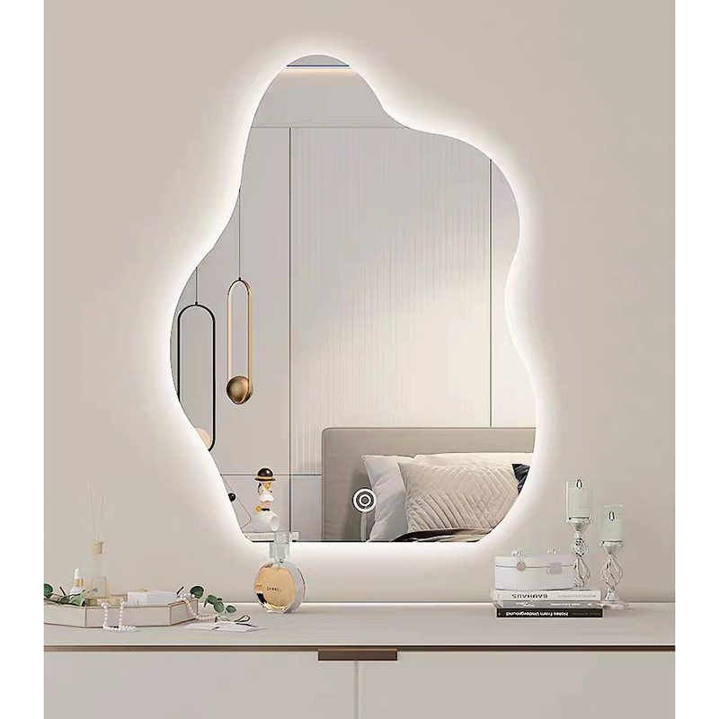 Irregular Cloud Shaped Wall Hanging Decor Mirror Smart Led Wall Mirror For Bathroom