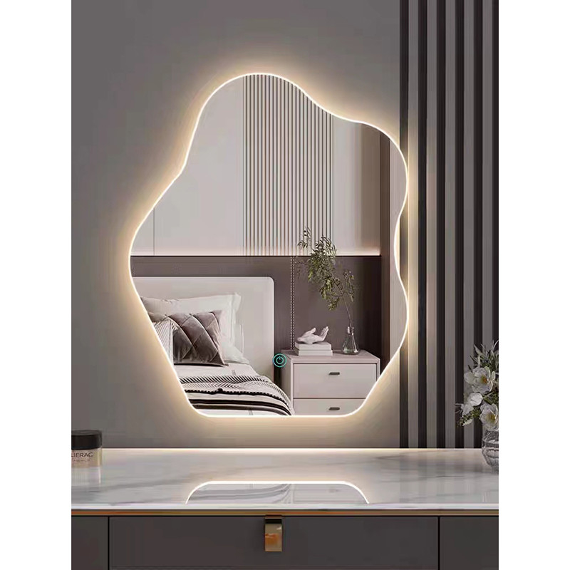 Irregular Cloud Shaped Wall Hanging Decor Mirror Smart Led Wall Mirror For Bathroom