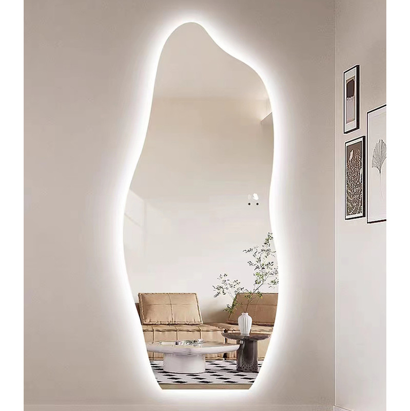 Irregular Cloud Shaped Wall Hanging Decor Mirror Smart Led Wall Mirror For Bathroom