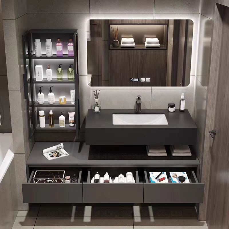 60cm Bathroom Vanity Units With Sink And Side Cabinet Wall Hung Waterproof Bathroom Cabinet Set