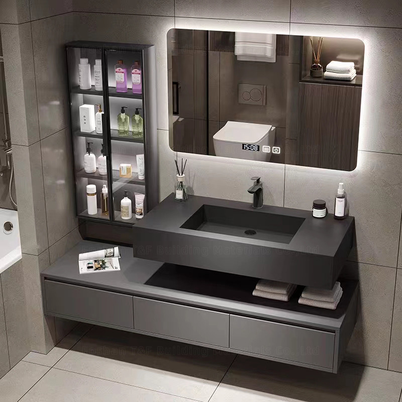 60cm Bathroom Vanity Units With Sink And Side Cabinet Wall Hung Waterproof Bathroom Cabinet Set