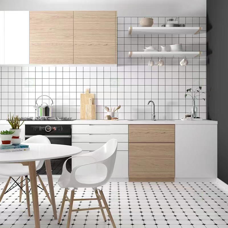 Nordic INS Style Black White Glazed Porcelain Tiles 300*300mm For Floor And Interior Wall