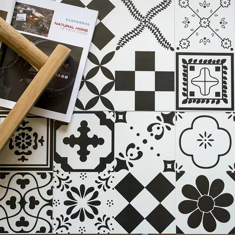 Nordic INS Style Black White Glazed Porcelain Tiles 300*300mm For Floor And Interior Wall
