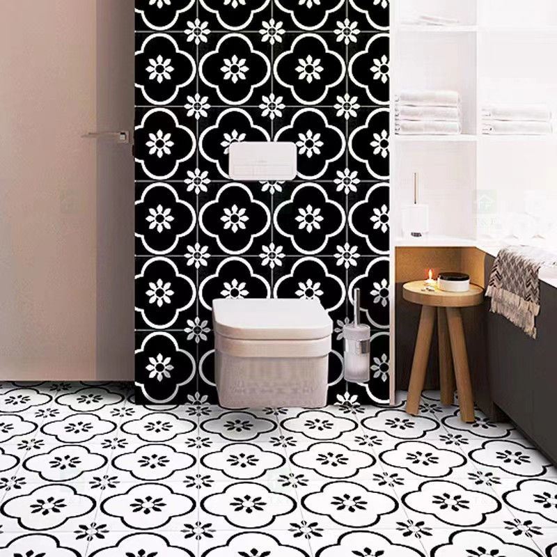 Nordic INS Style Black White Glazed Porcelain Tiles 300*300mm For Floor And Interior Wall