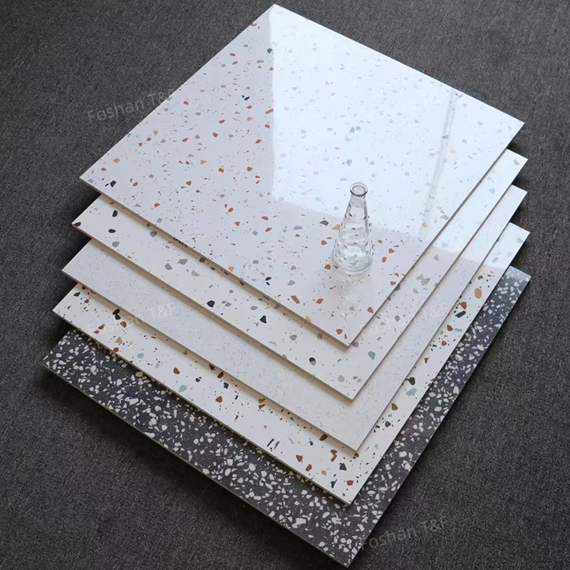 60x60cm High Gloss Polished Glazed Terrazzo Tiles For Living Room Kitchen Bathroom Wall Floor