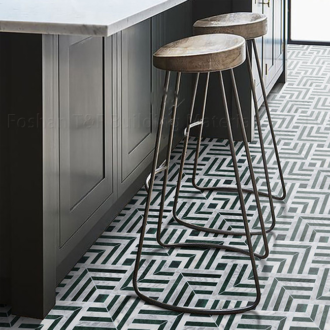 Stone Mosaic Marble Non Slip Floor Tile For Dining Room Kitchen Washroom