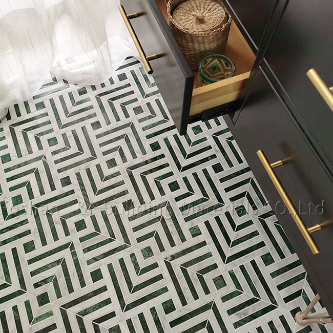 Stone Mosaic Marble Non Slip Floor Tile For Dining Room Kitchen Washroom