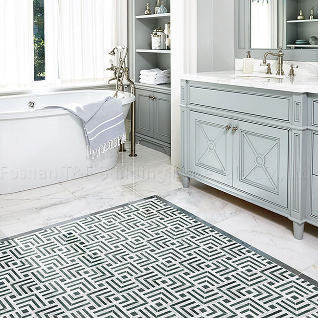 Stone Mosaic Marble Non Slip Floor Tile For Dining Room Kitchen Washroom