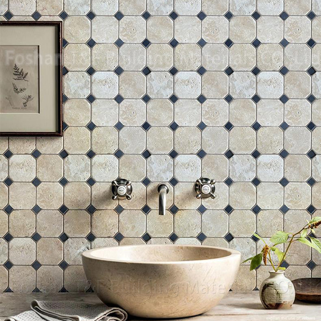 300X300mm Non Slip Floor Tiles Natural Cave Stone Mosaic Clem Stone Hotel Do Old Octagon