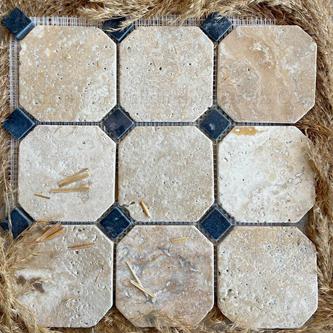 300X300mm Non Slip Floor Tiles Natural Cave Stone Mosaic Clem Stone Hotel Do Old Octagon